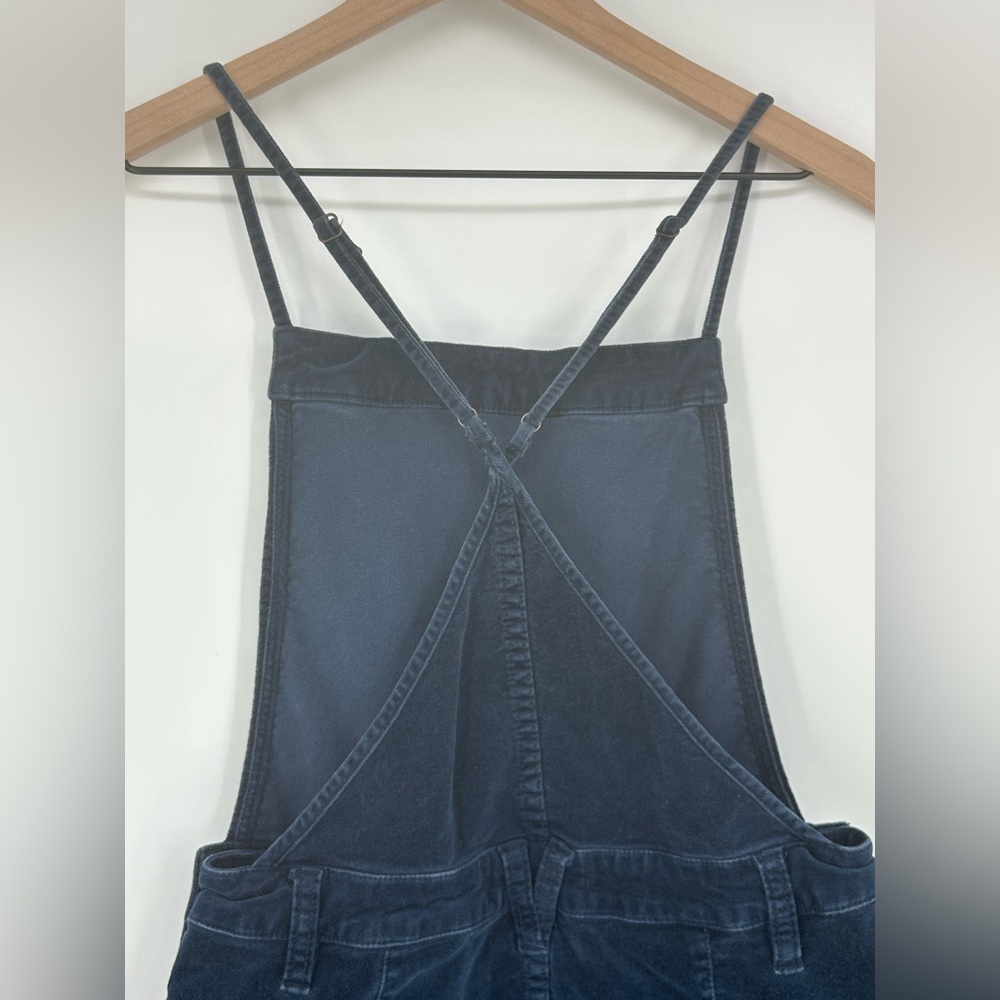 Free People Savannah Overall Mini Dress Navy Blue Velvet Pocket -Size 0 - Picture 9 of 11